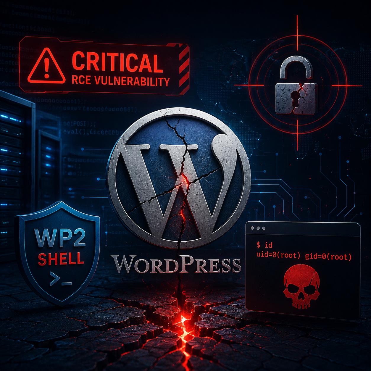 Arte da WHN HOST sobre a vulnerabilidade wp2shell no WordPress Core